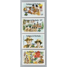 BOY SCOUTS ANTIGUA & BARBUDA SERIE COMPLETA DE ESTAMPILLAS NUEVAS MINT SCOUT FLORES